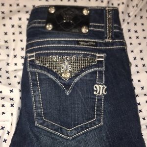 MissMe dark wash crystal embellished bootcut